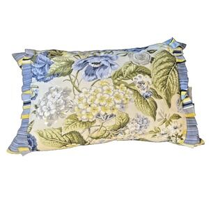 Waverly Floral Florish Blue Yellow French Country FarmHouse Bolster Throw Pillow